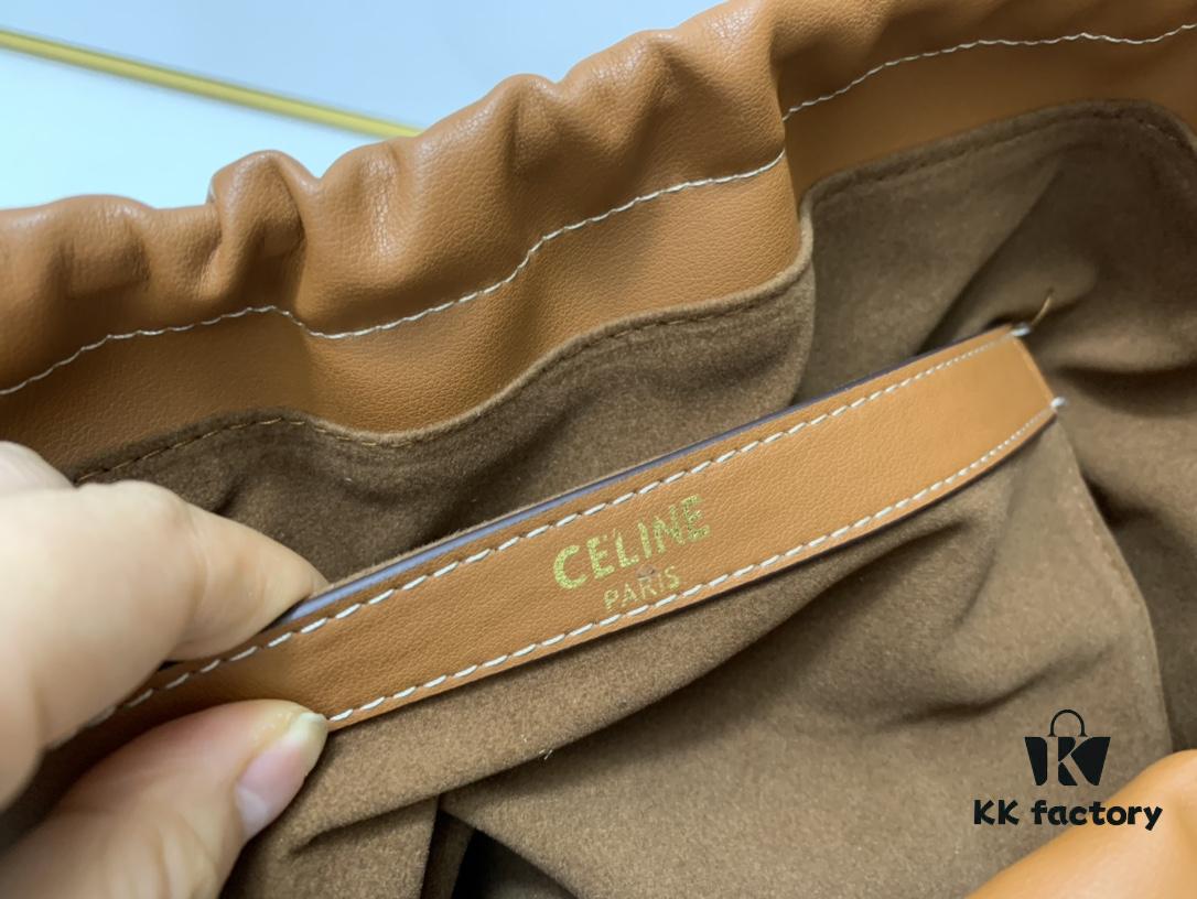 6930af336e68136f4d9ad3a3 Celine New Arrival Tote Bag, Calfskin Material, Arc de Triomphe Embossed Logo, Drawstring Closure at Opening, Adjustable Size