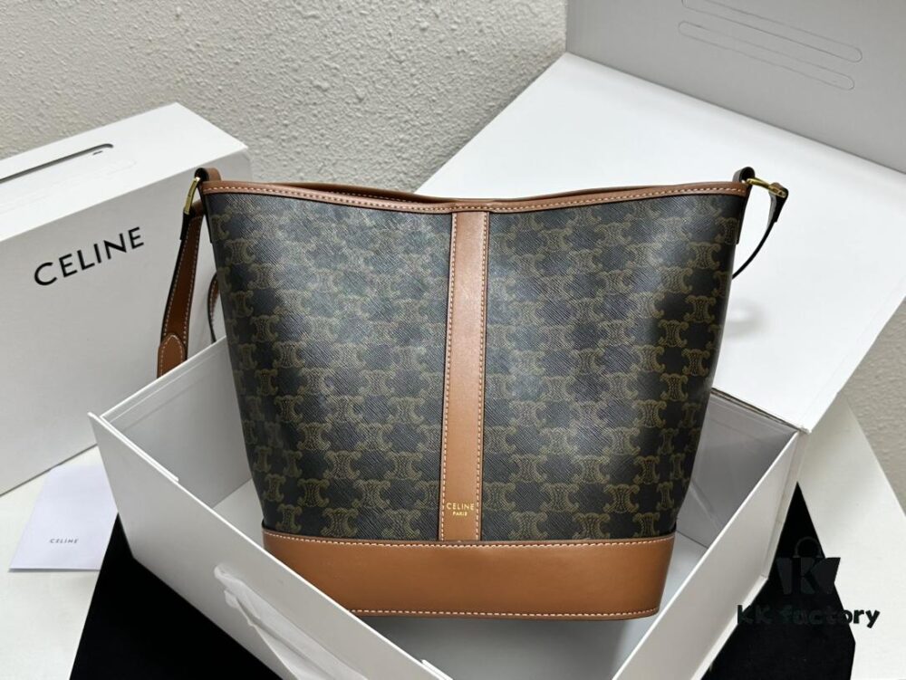 6930af386e68136f4d9ad3ab Celine Large Triomphe Canvas Nano Bucket Bag - Stylish Vintage Series with Signature Print