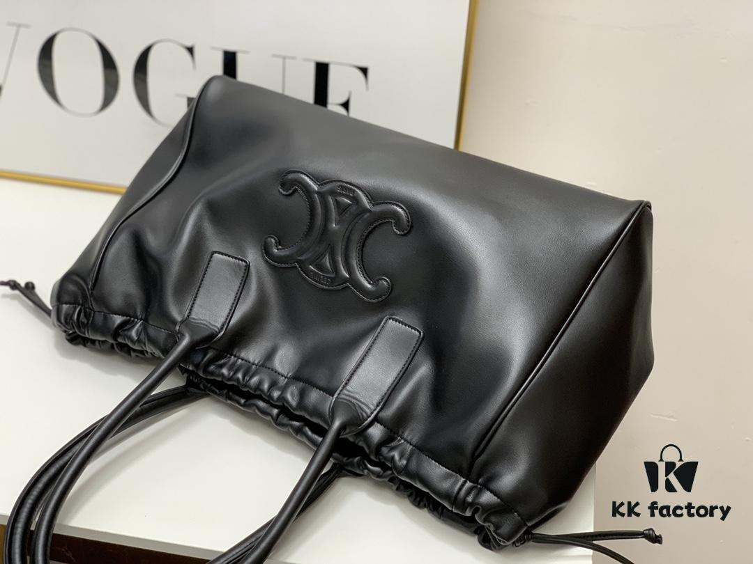 6930af396e68136f4d9ad3ad Celine New Arrival Tote Bag, Calfskin Material, Arc de Triomphe Embossed Logo, Drawstring Closure at Opening, Adjustable Size