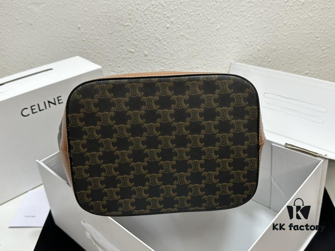 6930af396e68136f4d9ad3b0 Celine Large Triomphe Canvas Nano Bucket Bag - Stylish Vintage Series with Signature Print
