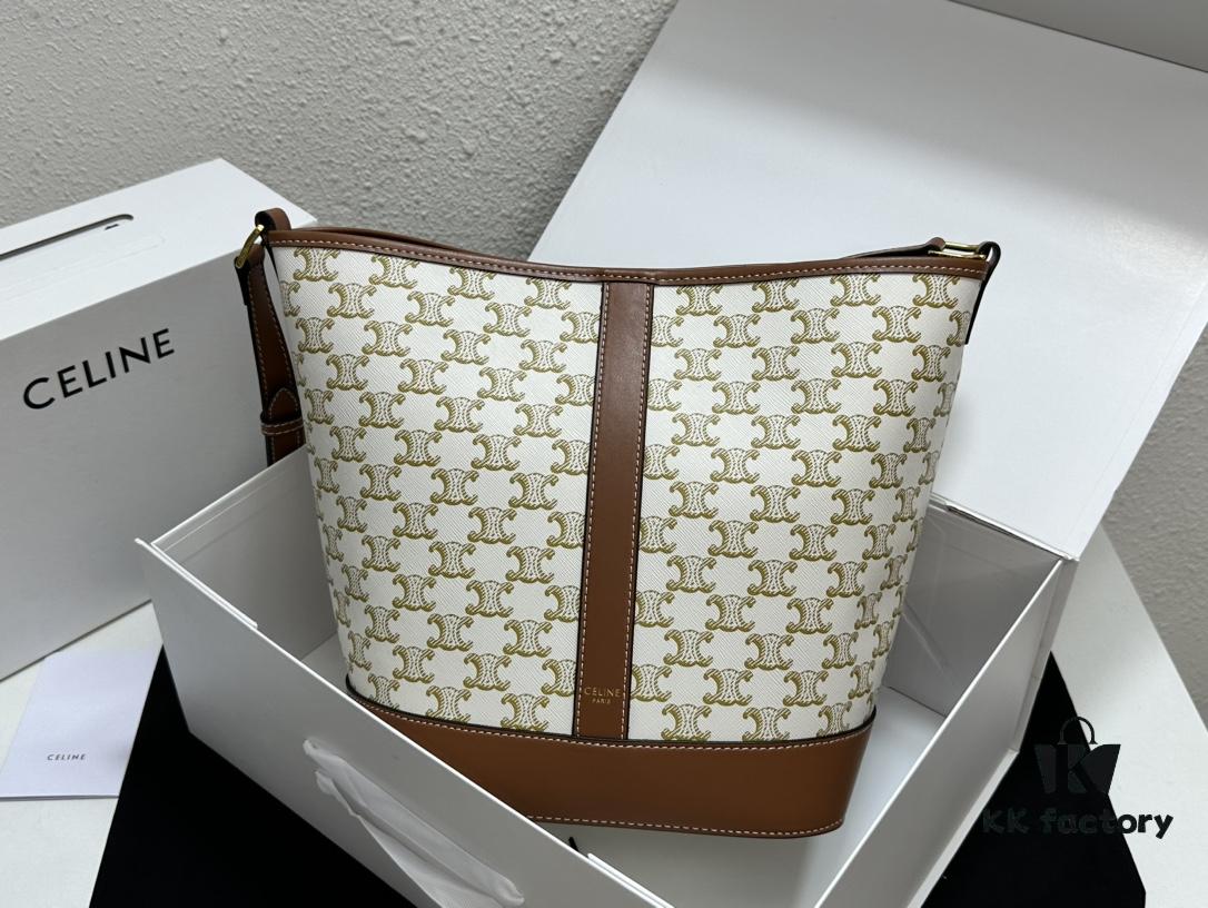 6930af436e68136f4d9ad3c1 Celine Large Triomphe Canvas Nano Bucket Bag with Signature Print