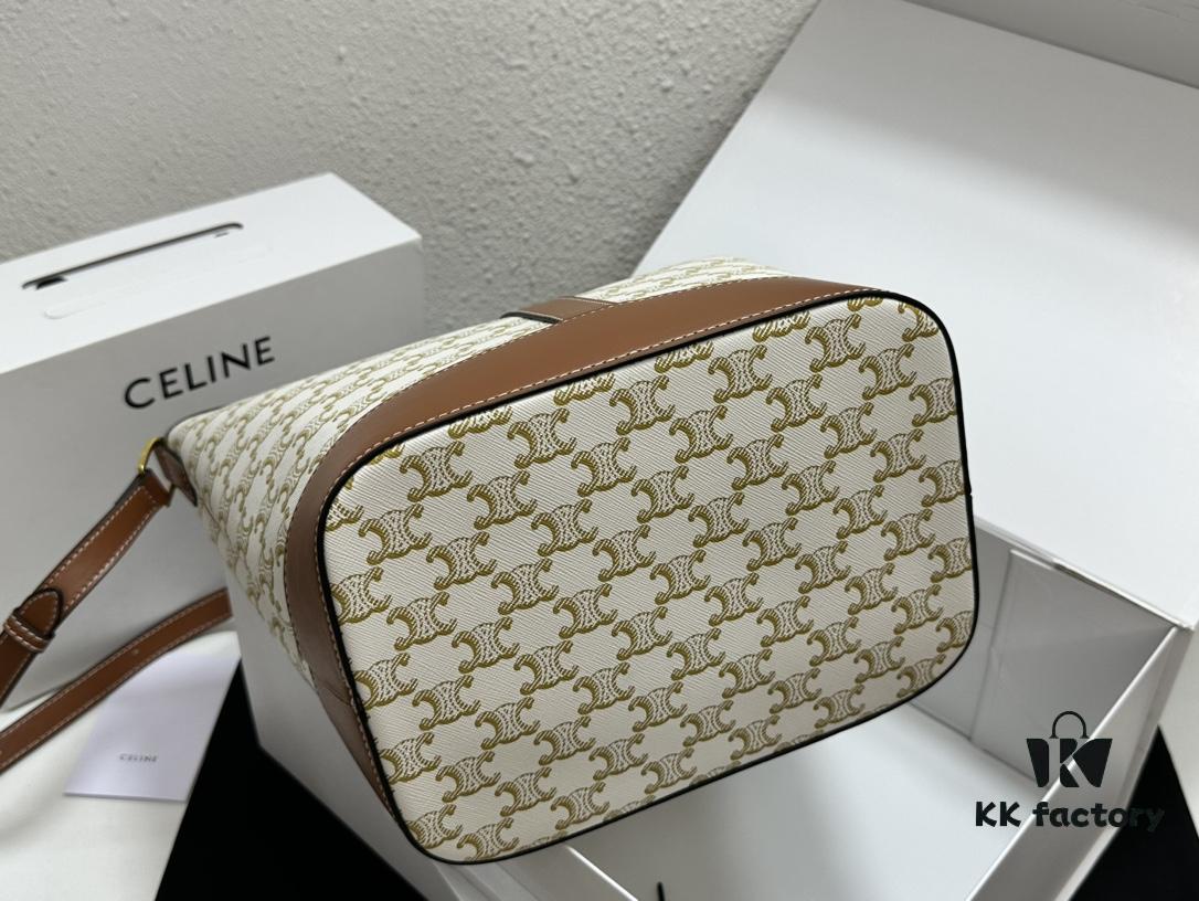 6930af436e68136f4d9ad3c4 Celine Large Triomphe Canvas Nano Bucket Bag with Signature Print