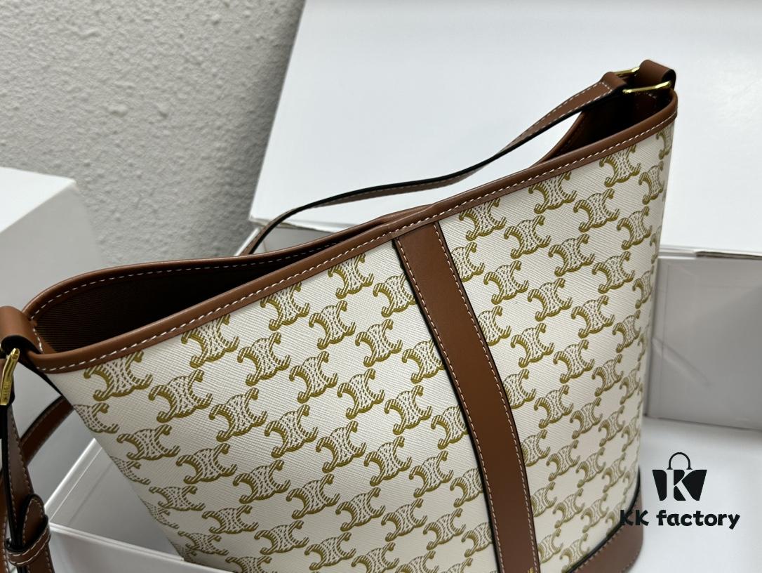 6930af446e68136f4d9ad3c6 Celine Large Triomphe Canvas Nano Bucket Bag with Signature Print
