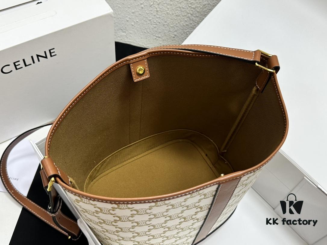 6930af446e68136f4d9ad3c7 Celine Large Triomphe Canvas Nano Bucket Bag with Signature Print
