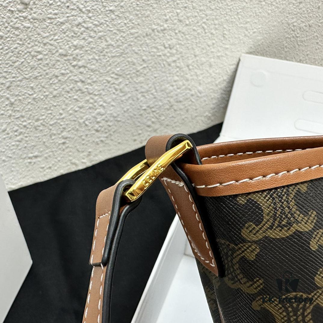 6930af496e68136f4d9ad3ce Celine Triomphe Canvas Nano Bucket Bag in Latest Size, Signature Print, Artificial Leather and Cowhide, Perfect for Winter Wear with Coats