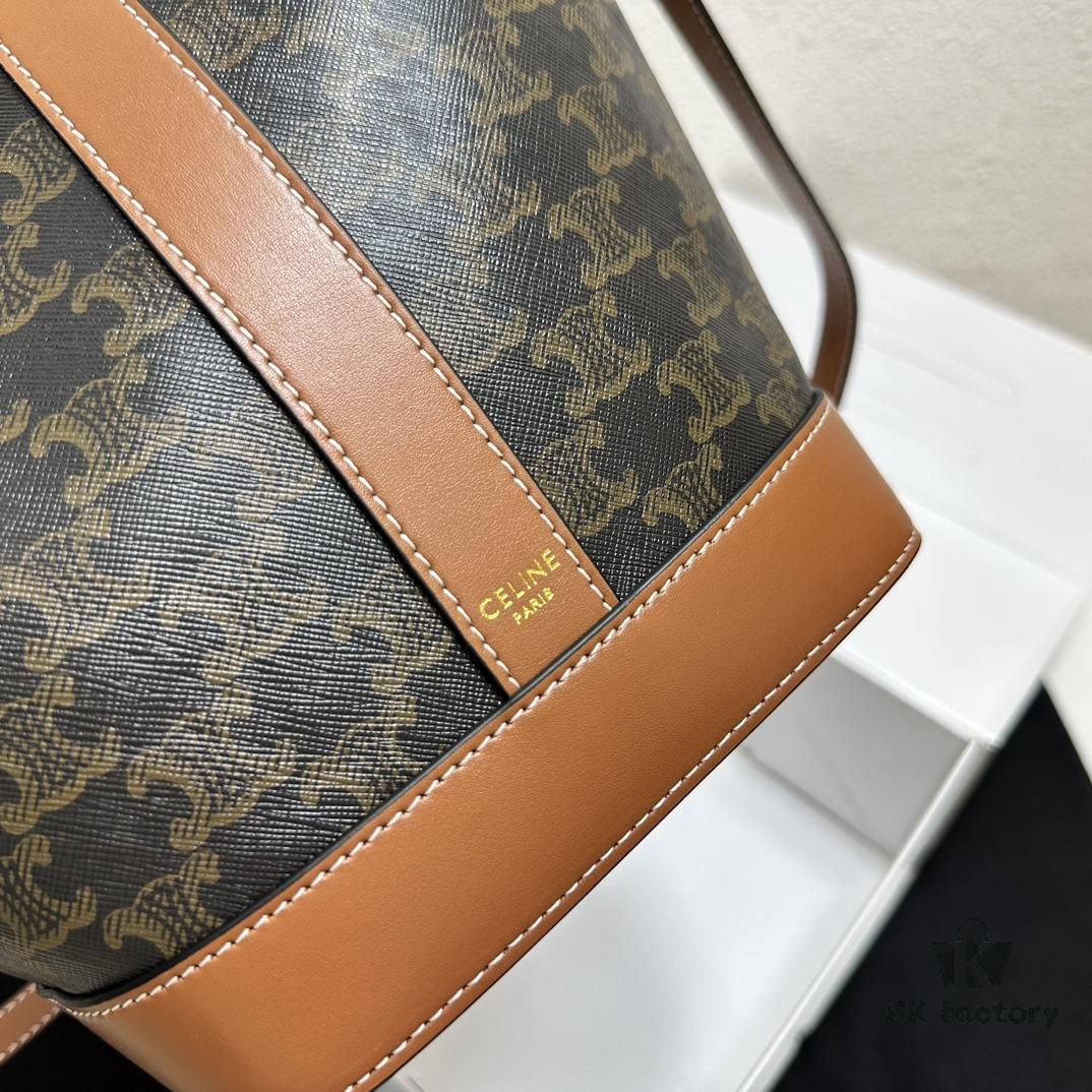 6930af496e68136f4d9ad3d0 Celine Triomphe Canvas Nano Bucket Bag in Latest Size, Signature Print, Artificial Leather and Cowhide, Perfect for Winter Wear with Coats