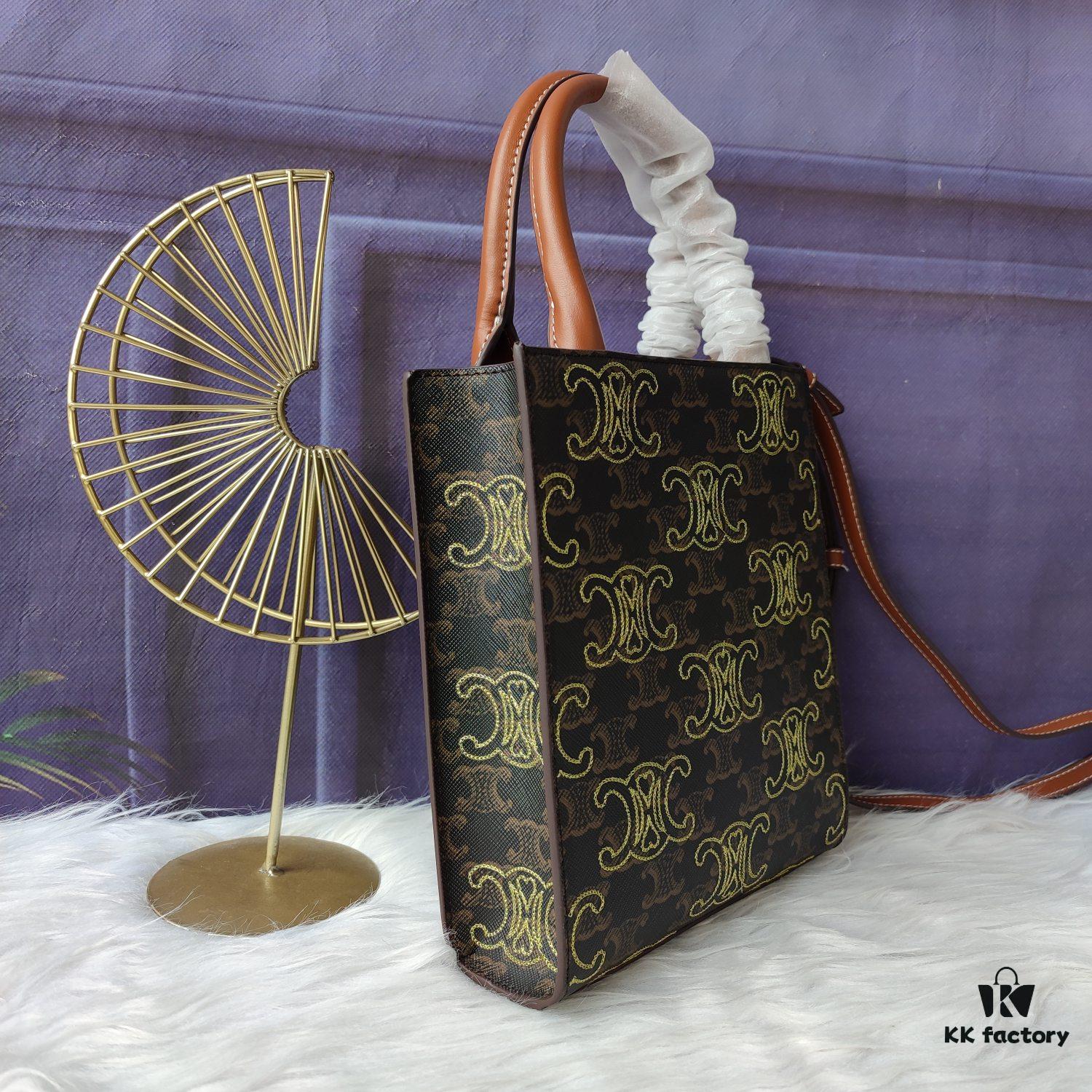 6930af616e68136f4d9ad3ff Model C194372 Vintage Floral Embroidered Leather, Mini CELINE Print Super Fiber and Cowhide Leather Vertical Handbag
