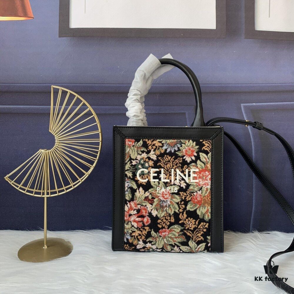 6930af666e68136f4d9ad407 Mini CELINE Print Synthetic Leather and Cowhide Vertical Handbag in Fabric Design C194372 with Black Accents, Adjustable and Removable Leather Shoulder Strap (50cm)