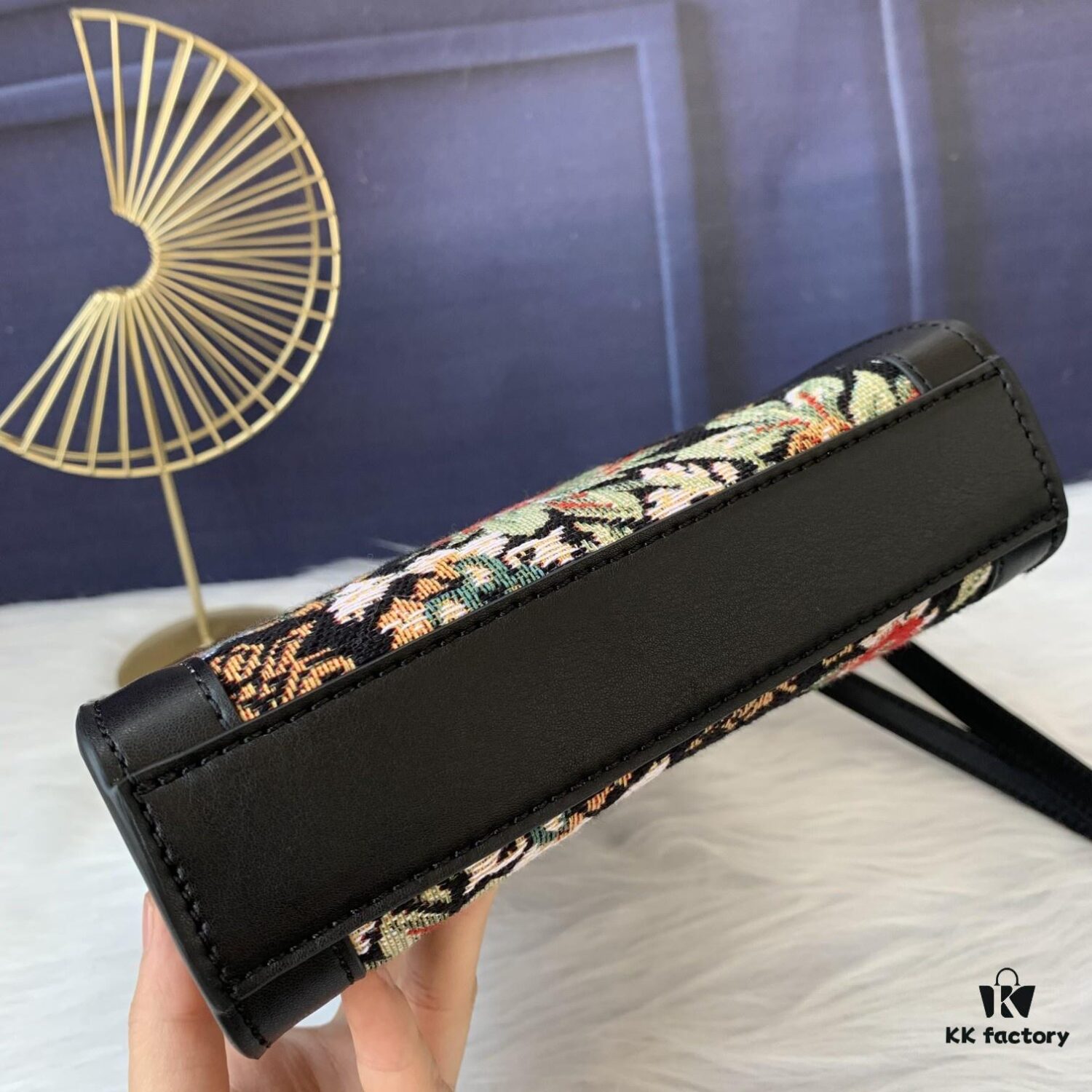 6930af686e68136f4d9ad40b Mini CELINE Print Synthetic Leather and Cowhide Vertical Handbag in Fabric Design C194372 with Black Accents, Adjustable and Removable Leather Shoulder Strap (50cm)