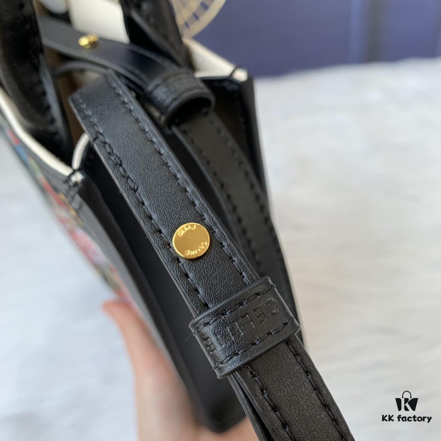 6930af696e68136f4d9ad40d Mini CELINE Print Synthetic Leather and Cowhide Vertical Handbag in Fabric Design C194372 with Black Accents, Adjustable and Removable Leather Shoulder Strap (50cm)