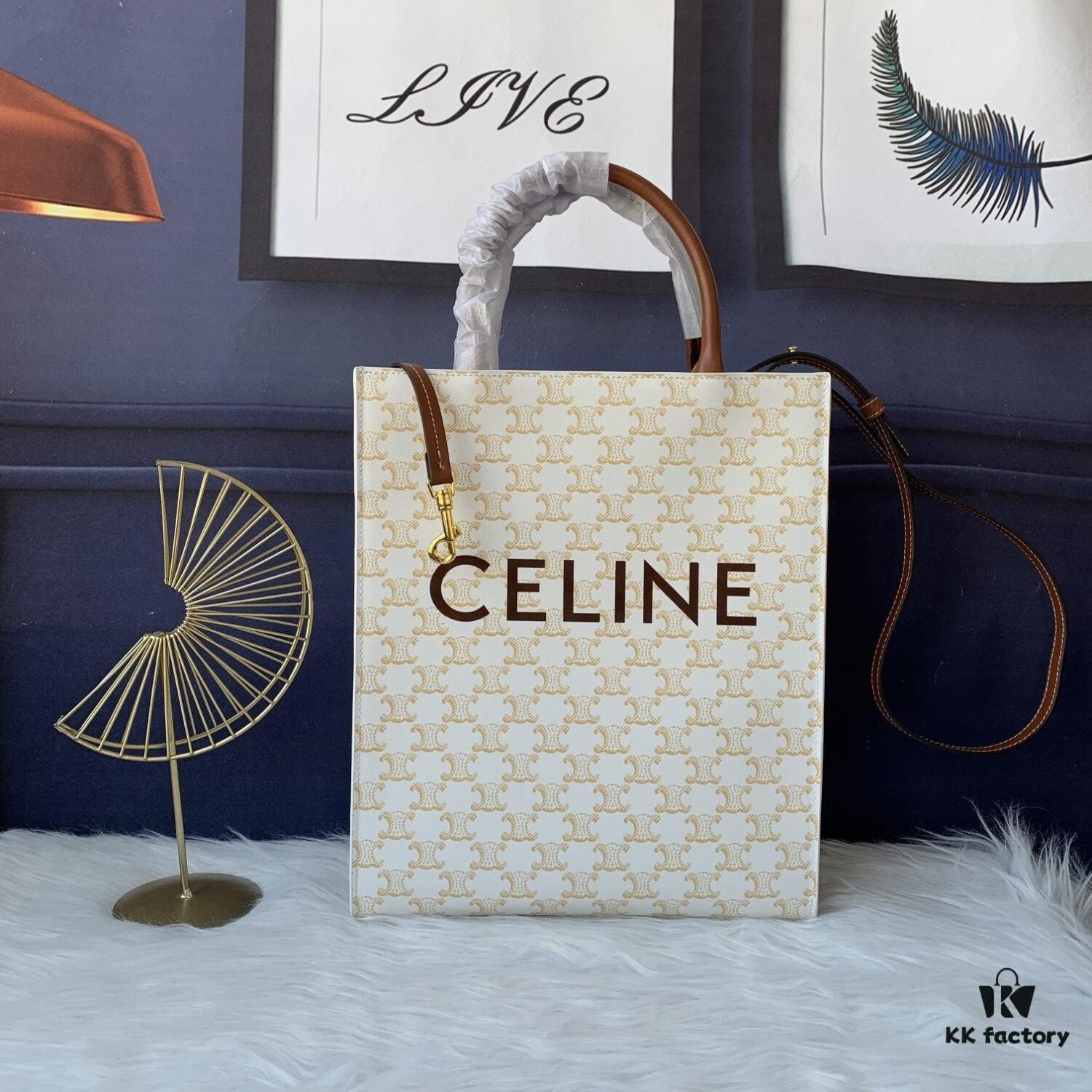 6930af746e68136f4d9ad422 C192088 Apricot Flower Medium, Medium Celine Floral Print Genuine Leather and Cowhide Vertical Handbag with Adjustable Detachable Leather Shoulder Strap (50cm)