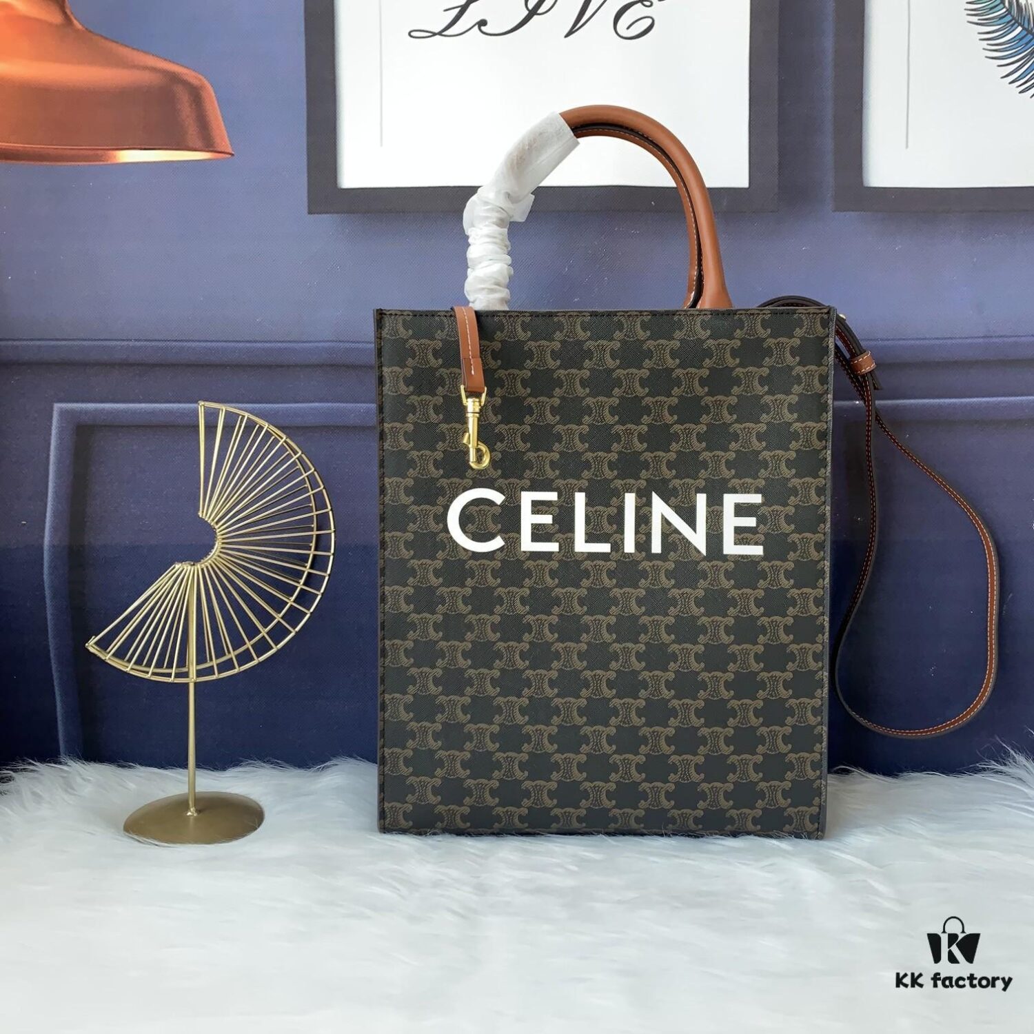 6930af796e68136f4d9ad42b Model C192082 Vintage Pattern, Medium-Sized CELINE-Printed Synthetic Leather and Cowhide Vertical Handbag with Adjustable Detachable Leather Shoulder Strap (50cm), Dimensions: 32cm x 29cm x 8cm