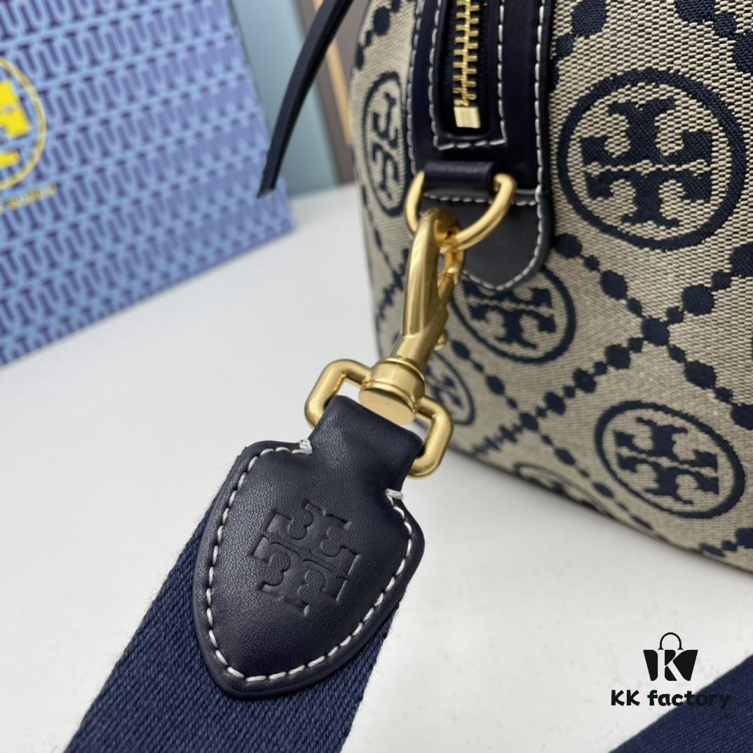 6930afb86e68136f4d9ad4ad Large TORY BURCH T Monogram Mini Jacquard Barrel Bag in Hazelnut Brown