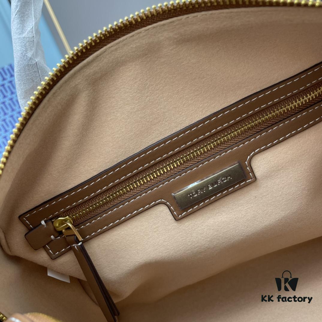 6930afbe6e68136f4d9ad4ba Large TORY BURCH T Monogram Mini Jacquard Barrel Bag in Hazelnut Brown