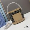 Large TORY BURCH Monogram Drawstring Bucket Bag in Navy Canvas – 2021 Summer Collection