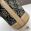 Large TORY BURCH Monogram Drawstring Bucket Bag in Navy Canvas – 2021 Summer Collection
