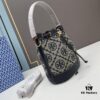 6930afc86e68136f4d9ad4d0 Large TORY BURCH Monogram Drawstring Bucket Bag in Navy Blue Canvas – 2021 Summer Collection