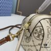 6930afd66e68136f4d9ad4ee Tory Burch T Monogram Mini Jacquard Barrel Bag in Hazelnut Brown - Small Size