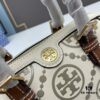 6930afd66e68136f4d9ad4ef Tory Burch T Monogram Mini Jacquard Barrel Bag in Hazelnut Brown - Small Size
