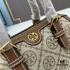 6930afda6e68136f4d9ad4f7 Tory Burch T Monogram Mini Jacquard Barrel Bag in Small, Hazel Brown