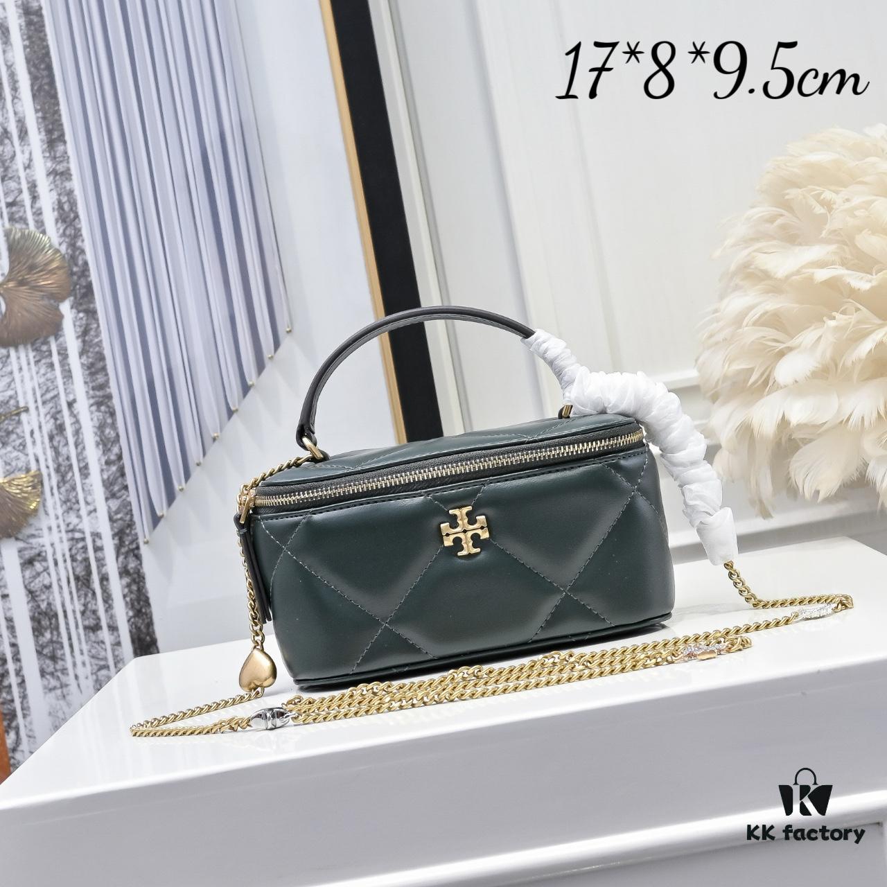 6930afef6e68136f4d9ad51f Tory Burch New Kira Cosmetic Box Bag, Soft and Durable Calfskin with Diamond Quilting, Detachable Strap, Double T Logo Hardware
