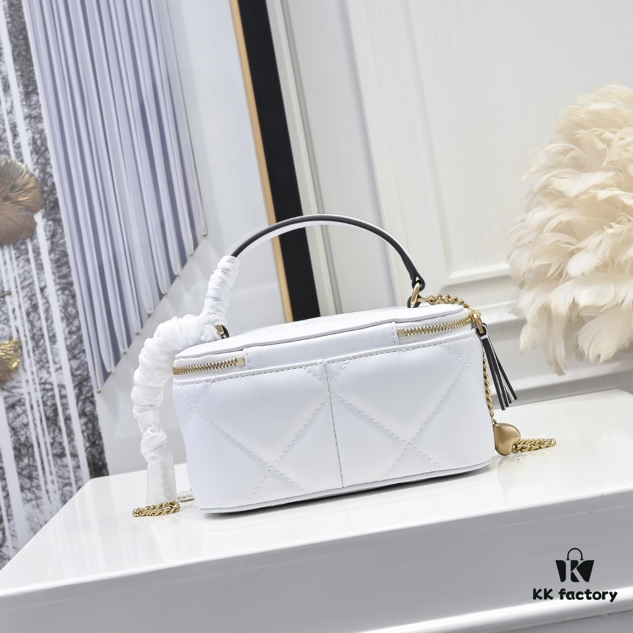 6930aff56e68136f4d9ad52a Tory Burch New Kira Cosmetic Box Bag, Soft and Durable Calfskin with Diamond Quilting, Detachable Strap, Double T Logo Hardware