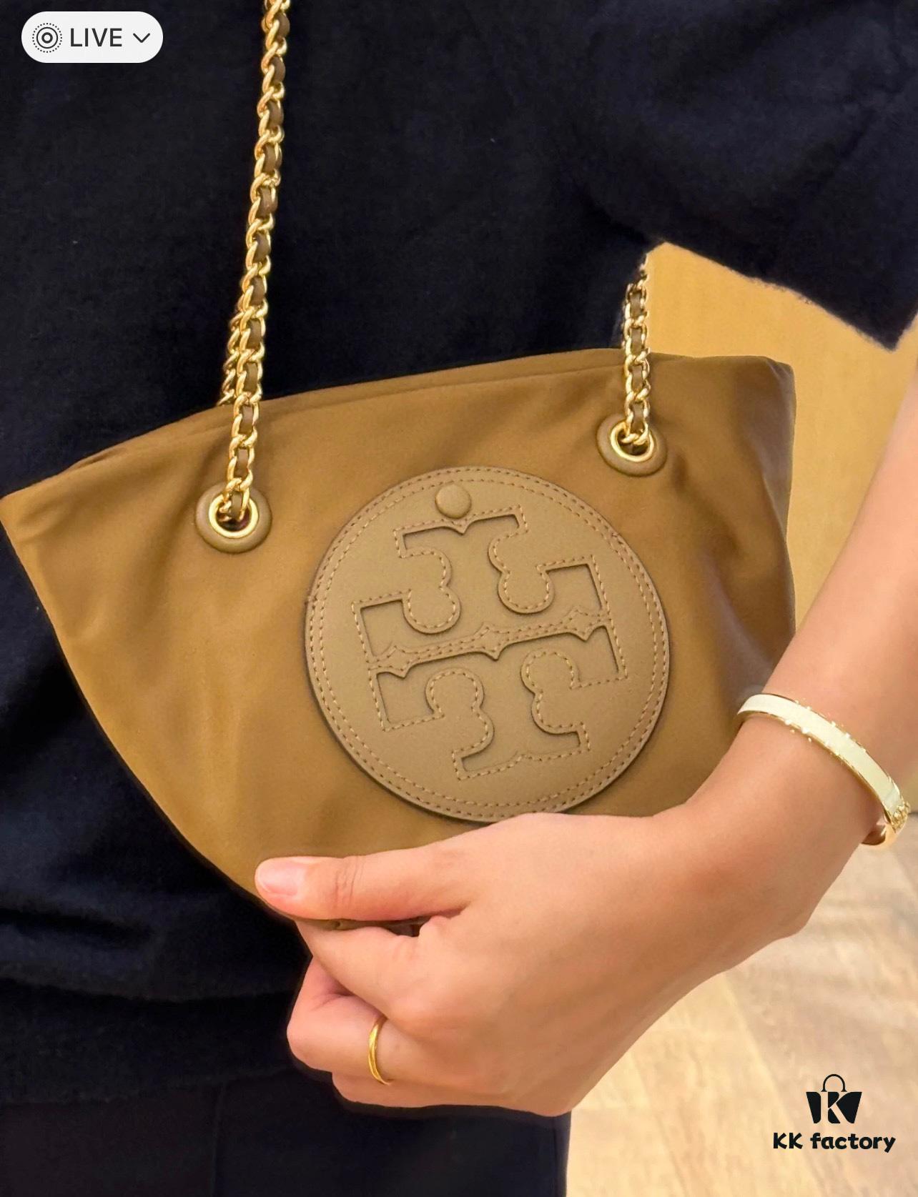 6930b07b6e68136f4d9ad618 Tory Burch Ella Small Nylon Crossbody Bag – Lightweight Recycled Nylon with Woven Chain Strap