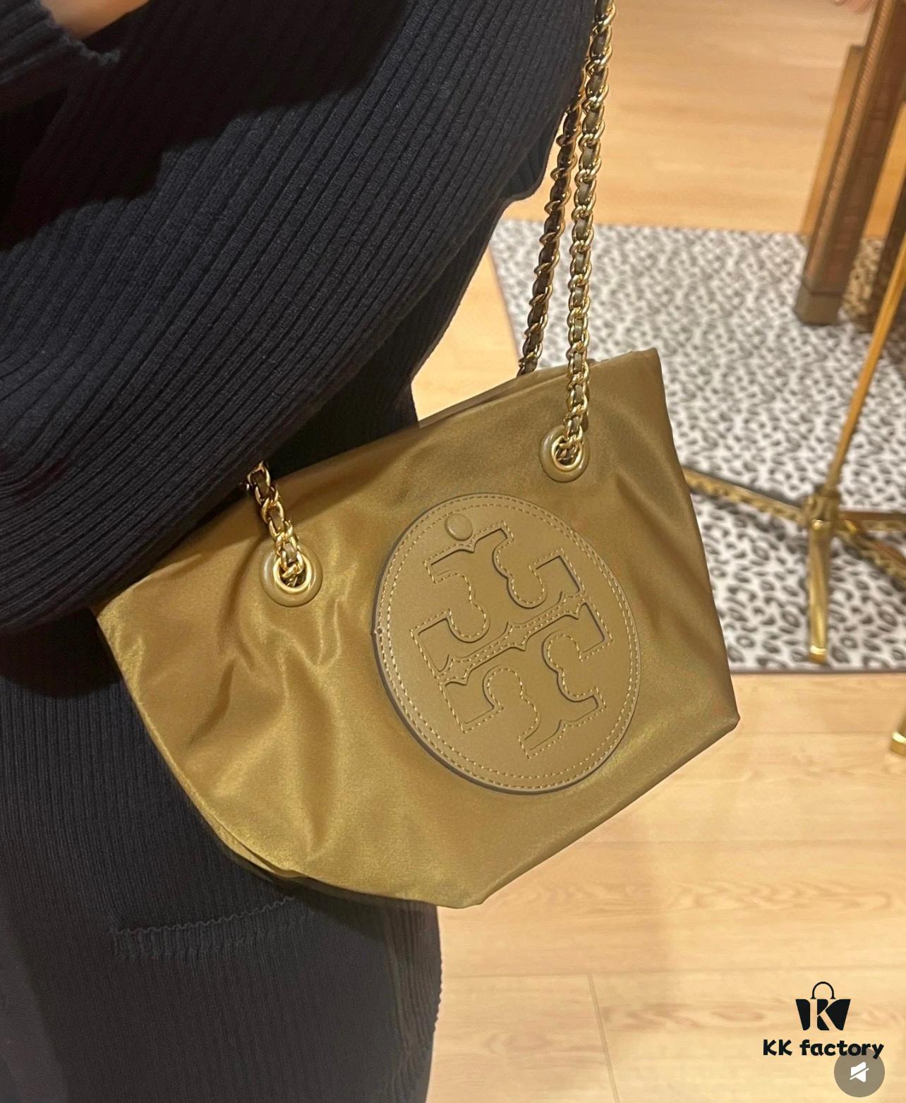 6930b07c6e68136f4d9ad61a Tory Burch Ella Small Nylon Crossbody Bag – Lightweight Recycled Nylon with Woven Chain Strap