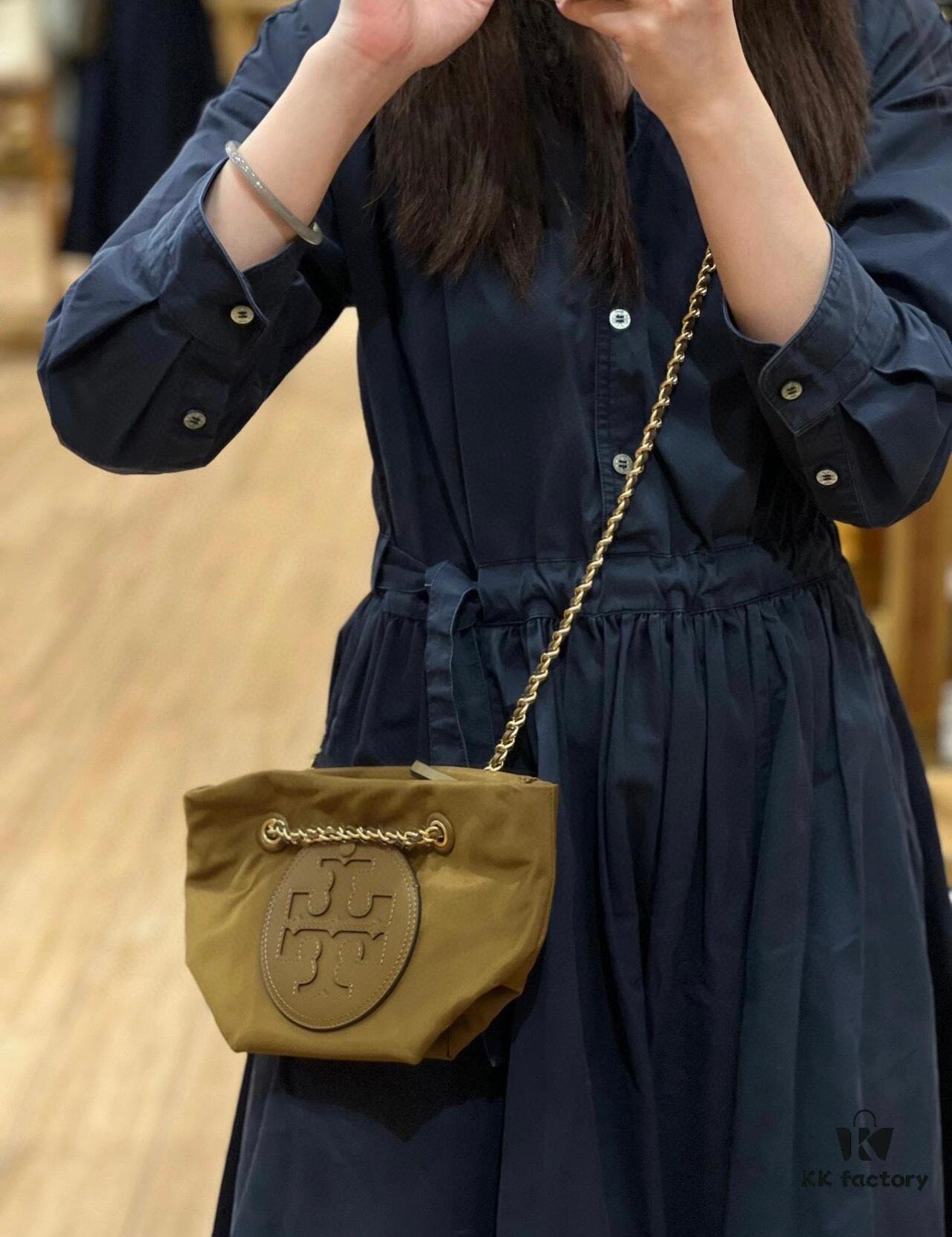 6930b0806e68136f4d9ad61d Tory Burch Ella Small Nylon Crossbody Bag – Lightweight Recycled Nylon with Woven Chain Strap