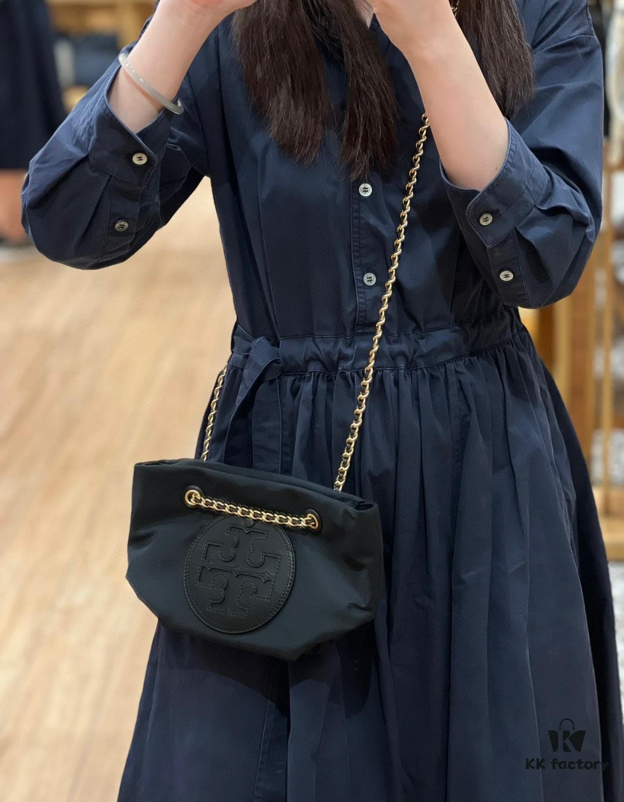 6930b0806e68136f4d9ad61f Tory Burch Ella Small Nylon Crossbody Bag – Lightweight Recycled Nylon with Woven Chain Strap