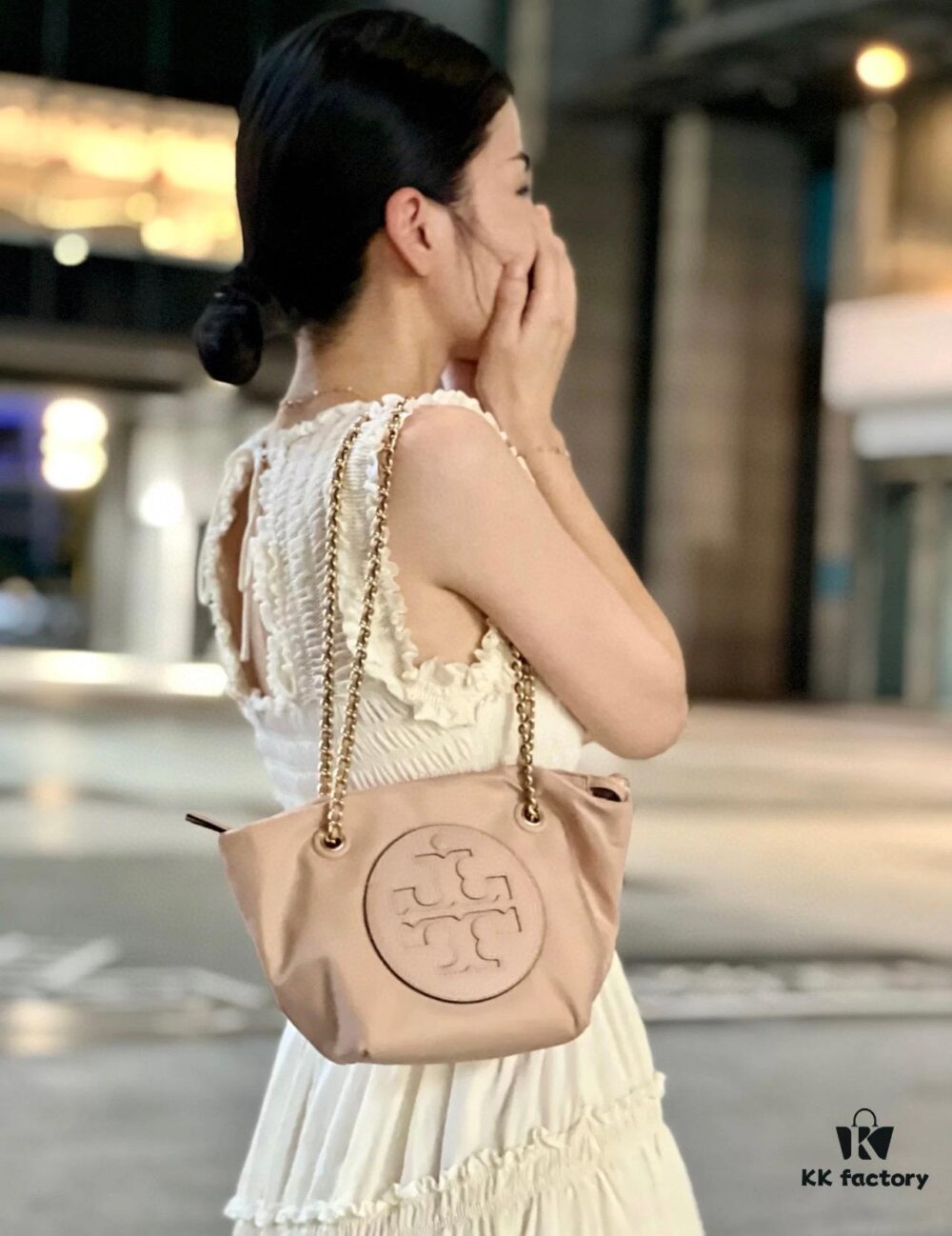 6930b0816e68136f4d9ad620 Tory Burch Ella Mini Chain Crossbody Bag – Lightweight Recycled Nylon Design with Woven Strap