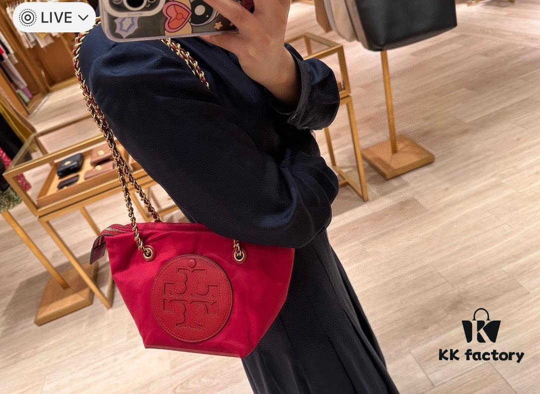 6930b08c6e68136f4d9ad634 Tory Burch Ella Mini Chain Crossbody Bag – Lightweight Recycled Nylon Design with Woven Strap