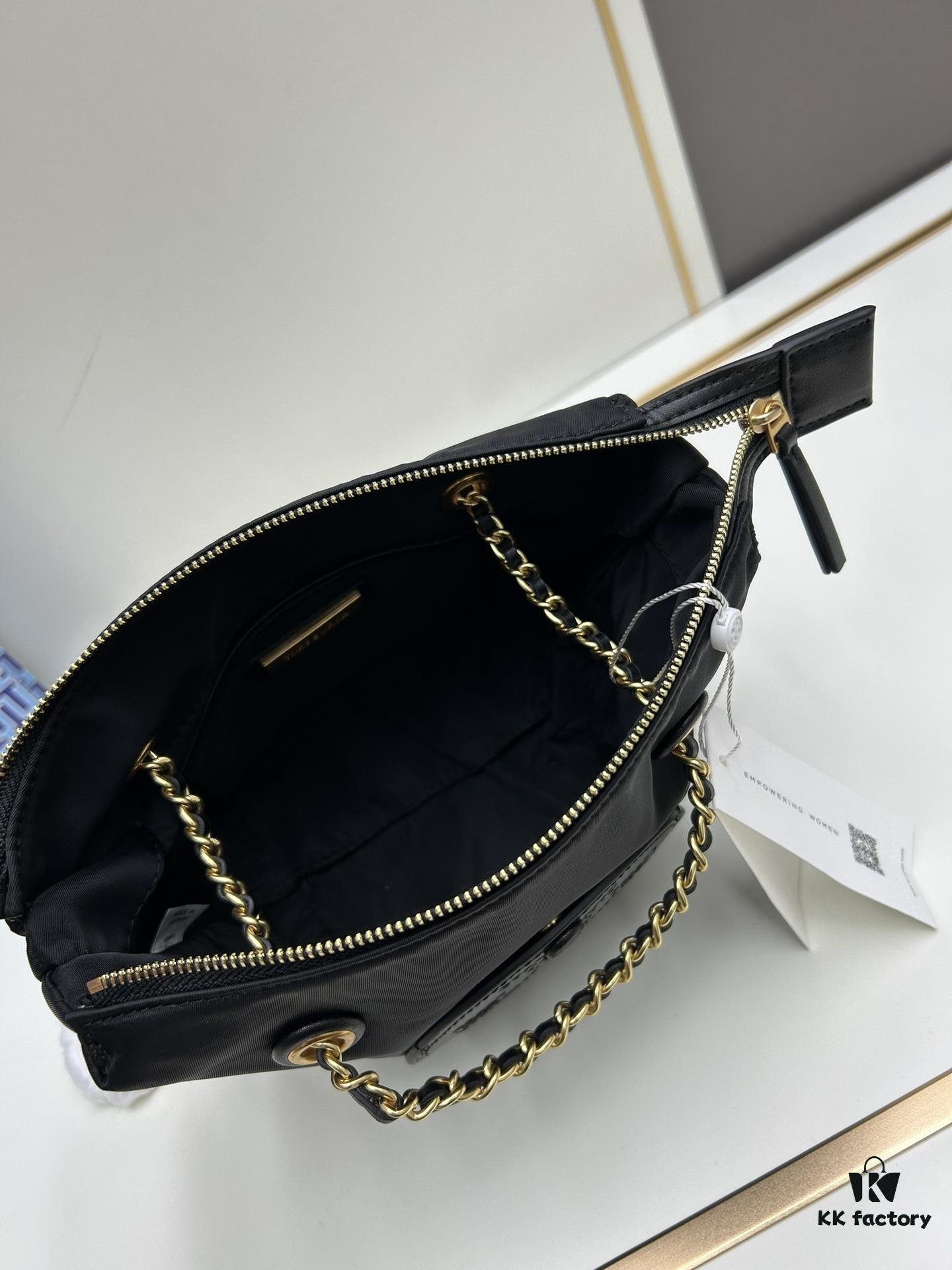 6930b0926e68136f4d9ad63c Tory Burch Ella Mini Crossbody Bag in Recycled Nylon – Lightweight and Stylish with Braided Chain
