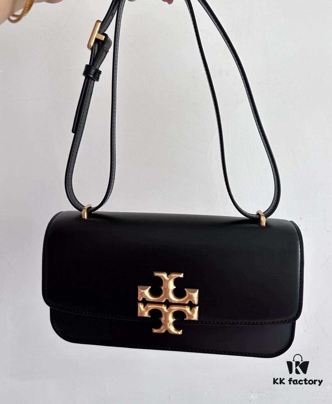 Original Quality [Full Genuine Leather Series, New Arrival with Attention to Details] [Wide Black Version] #TORYBURCH# Eleanor New Tofu Bag