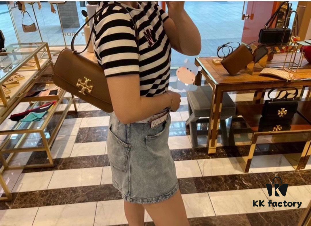 Original Quality [Full Genuine Leather Series, New Arrival with Attention to Detail] [Wide Black Version] #TORYBURCH# Eleanor New Tofu Bag