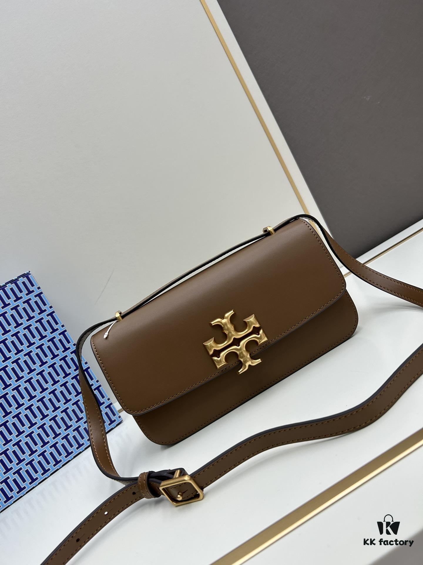 Original Quality [Full Genuine Leather Series, New Arrival with Attention to Details] [Wide Black Version] #TORYBURCH# Eleanor New Style Tofu Bag