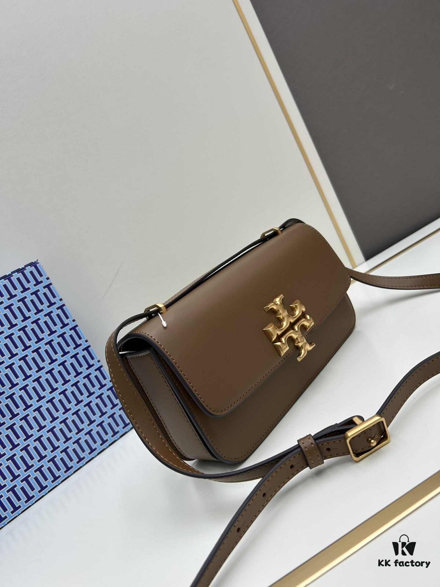 Original Quality [Full Genuine Leather Series, New Arrival with Attention to Details] [Wide Black Version] #TORYBURCH# Eleanor New Style Tofu Bag