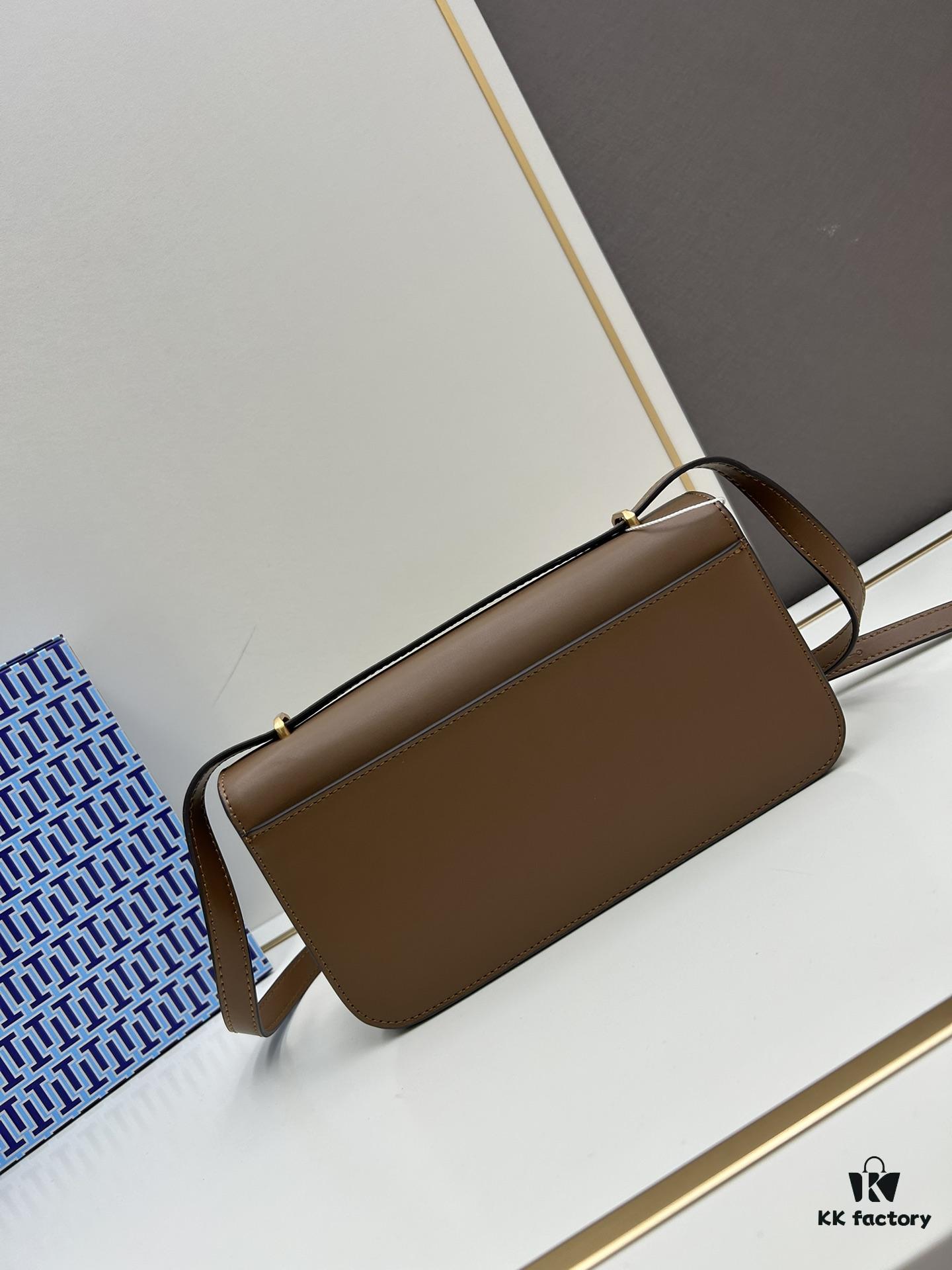 Original Quality [Full Genuine Leather Series, New Arrival with Attention to Details] [Wide Black Version] #TORYBURCH# Eleanor New Style Tofu Bag