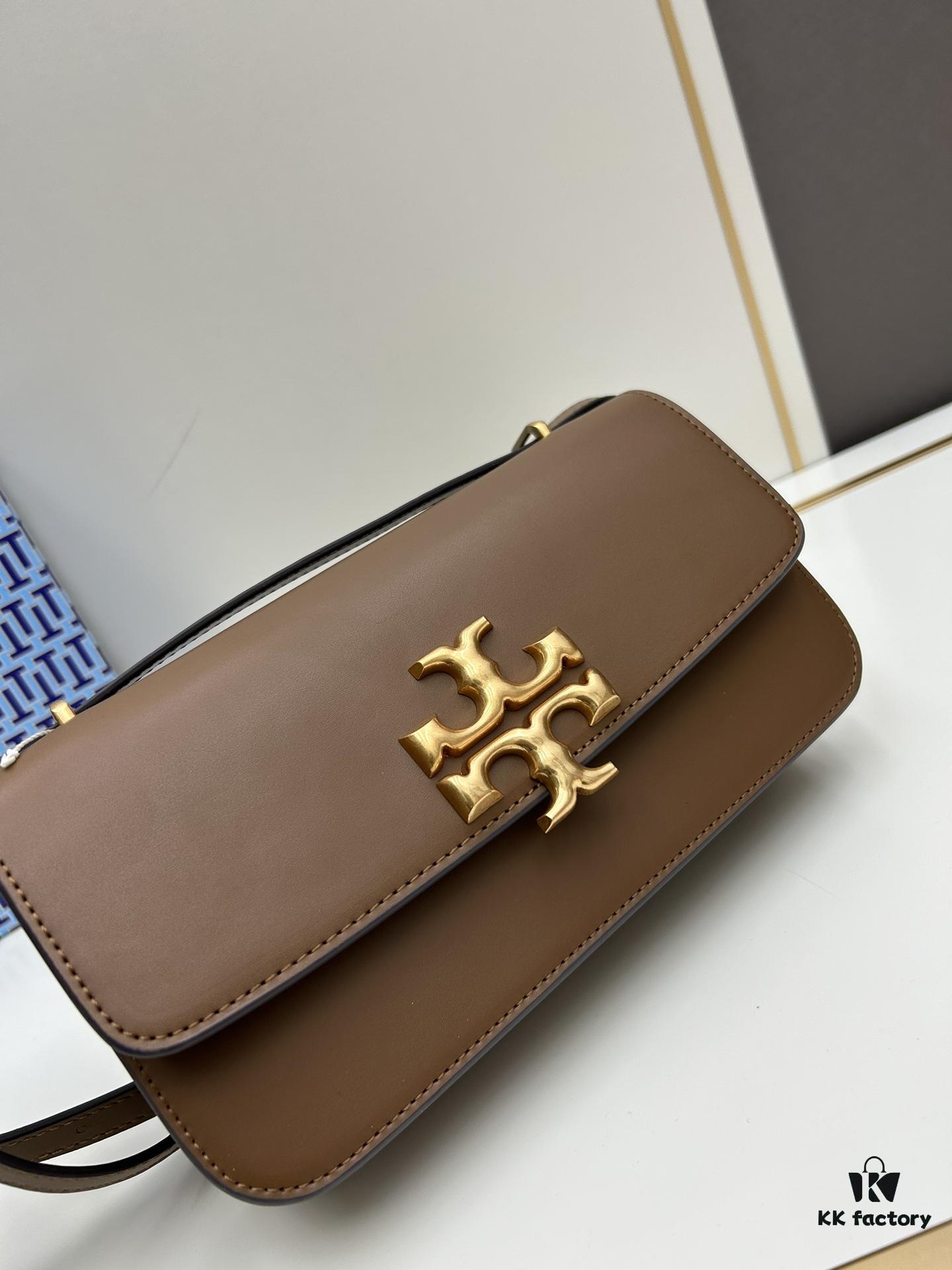 Original Quality [Full Genuine Leather Series, New Arrival with Attention to Details] [Wide Black Version] #TORYBURCH# Eleanor New Style Tofu Bag