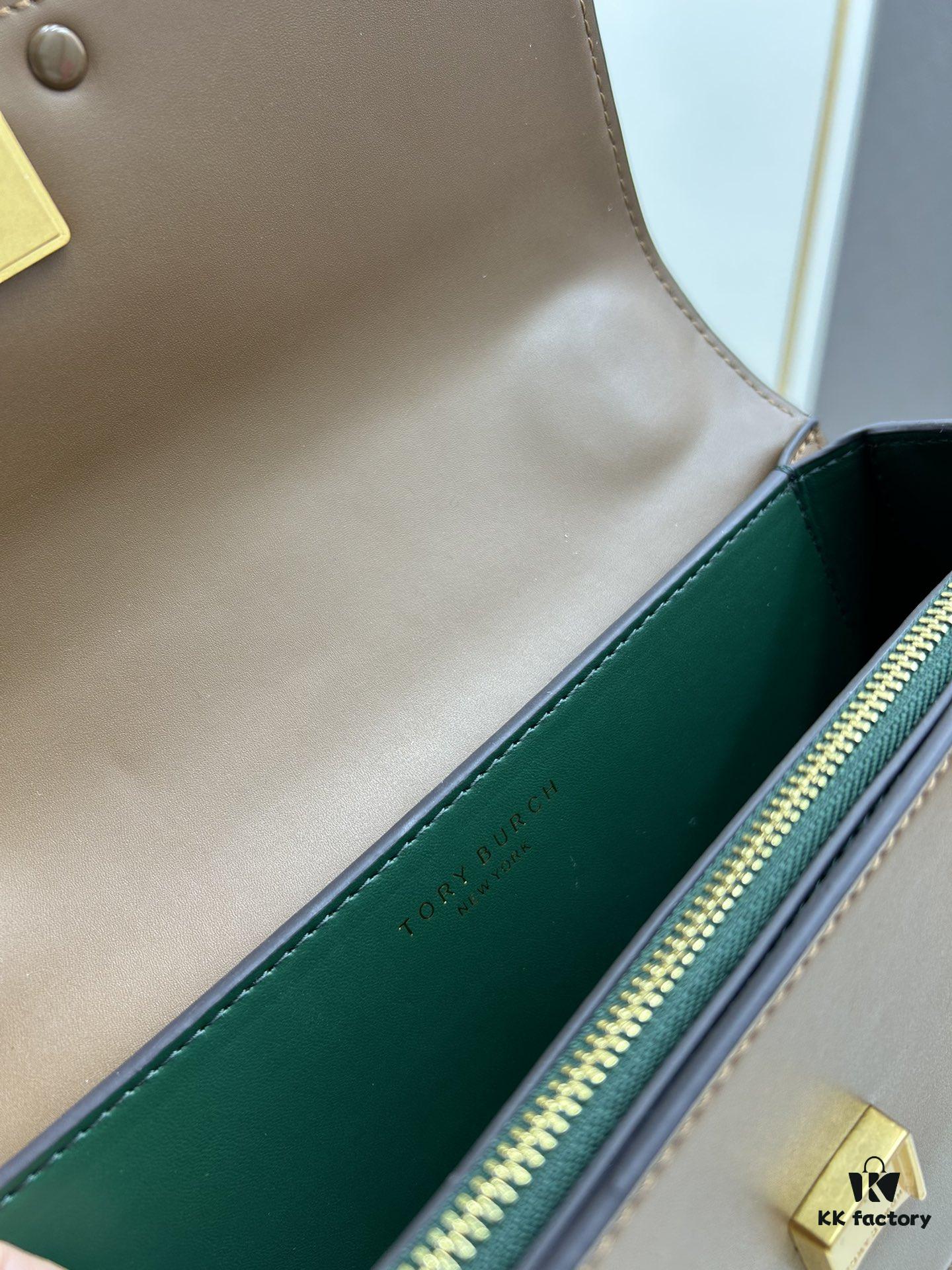 Original Quality [Full Genuine Leather Series, New Arrival with Attention to Details] [Wide Black Version] #TORYBURCH# Eleanor New Style Tofu Bag