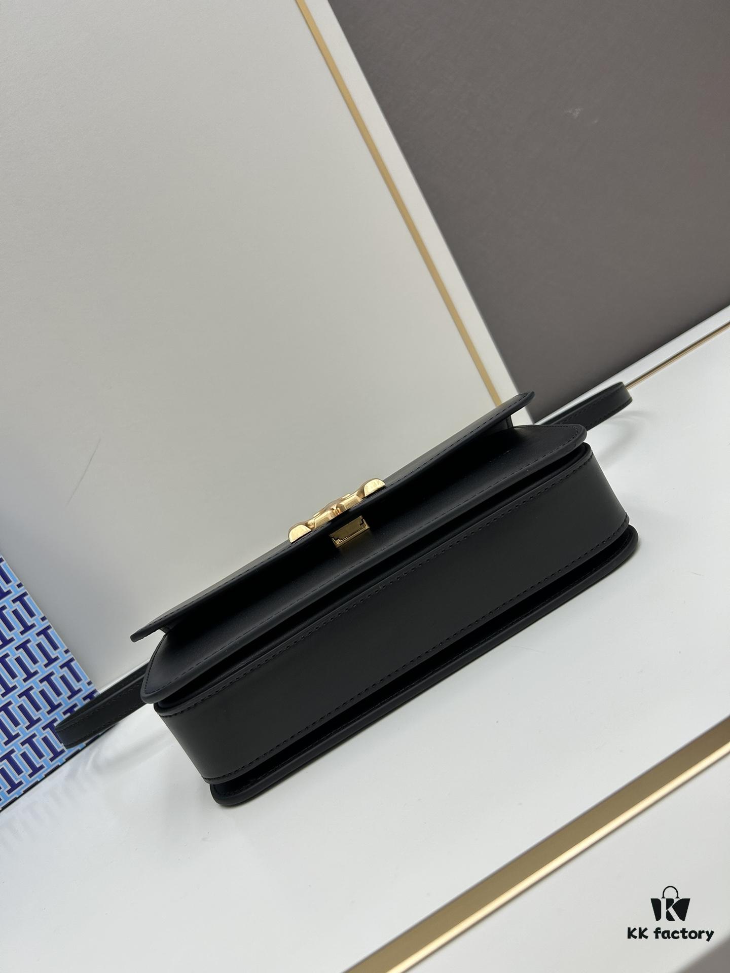 Authentic Quality [Full Genuine Leather Series, New Arrival with Attention to Detail] [Wide Black Version] #TORYBURCH# Eleanor New Tofu Bag
