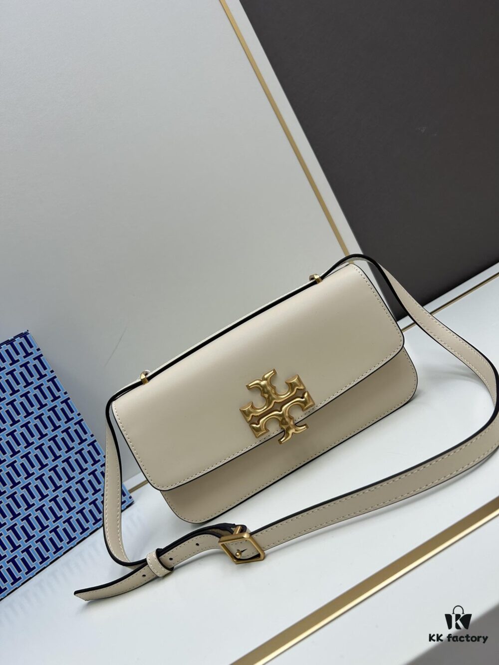 Original Quality [Full Leather Series, New Model with Attention to Detail] [Wide Black Version] #TORYBURCH# Eleanor New Tofu Bag