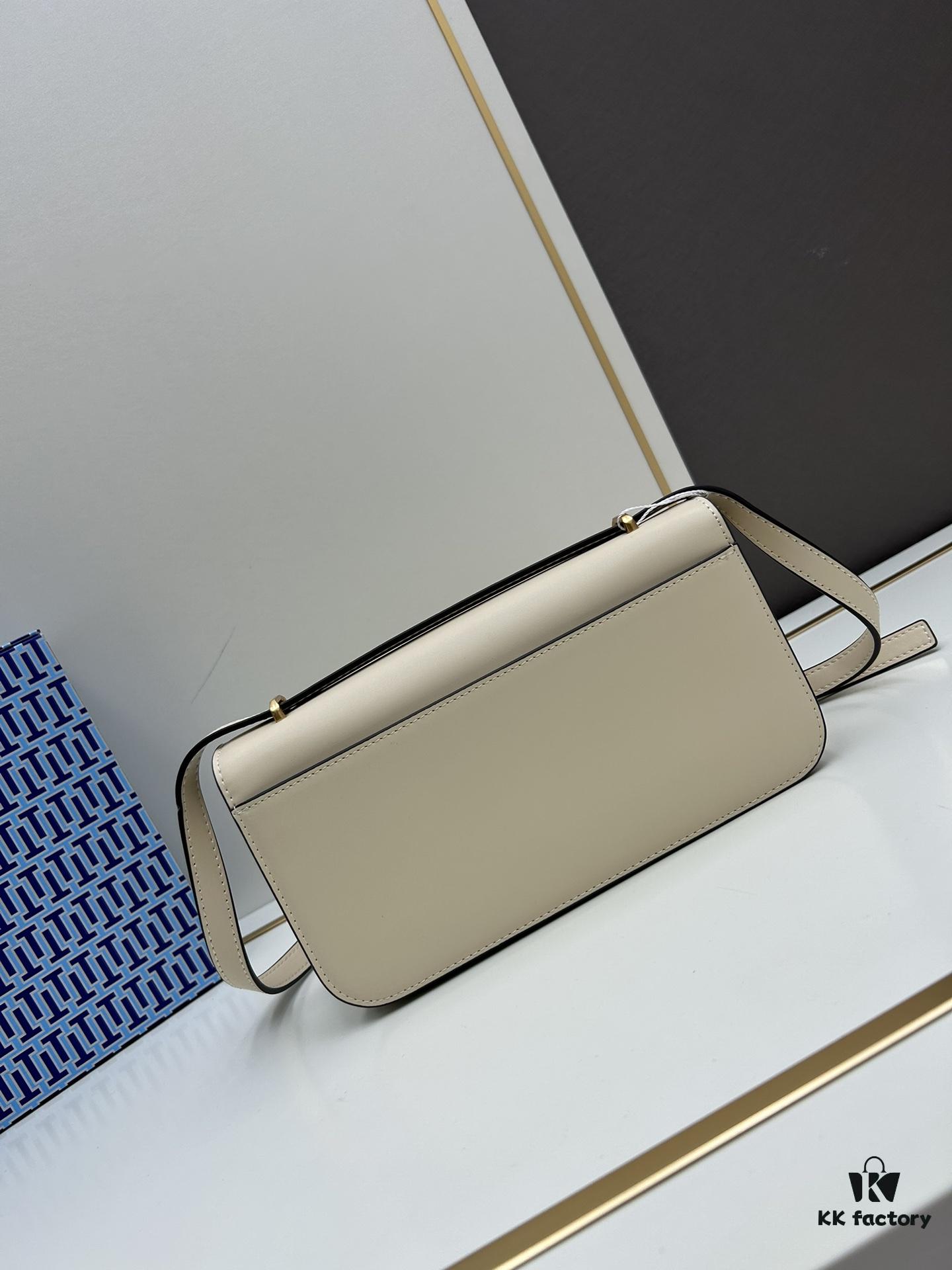 Original Quality [Full Leather Series, New Model with Attention to Detail] [Wide Black Version] #TORYBURCH# Eleanor New Tofu Bag
