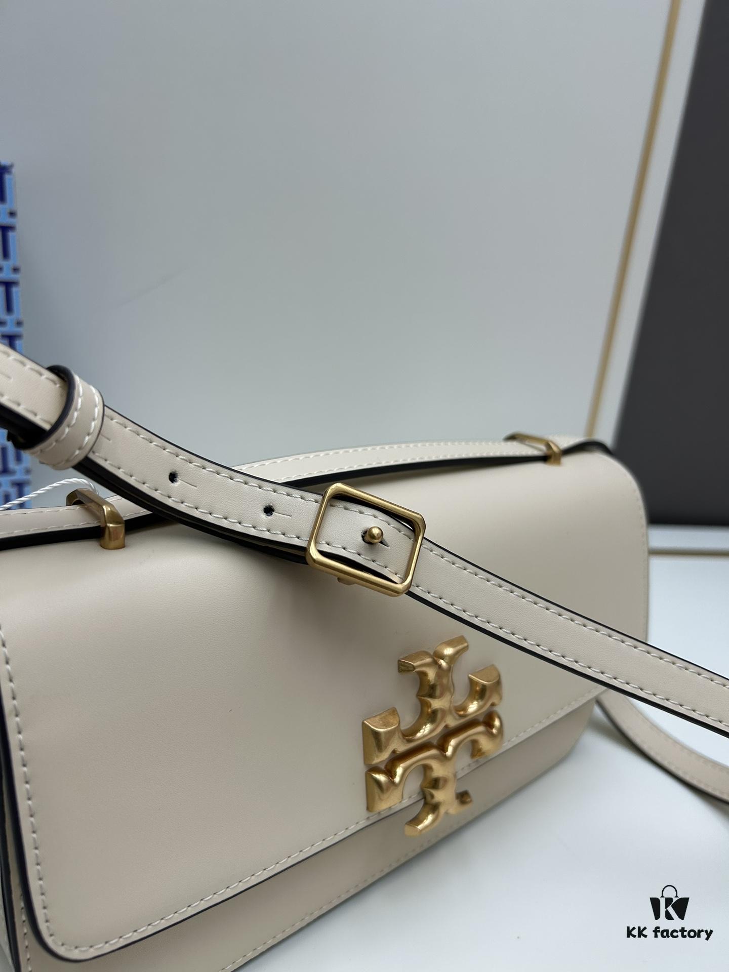 Original Quality [Full Leather Series, New Model with Attention to Detail] [Wide Black Version] #TORYBURCH# Eleanor New Tofu Bag