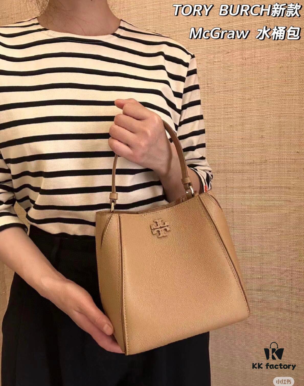Original Quality [Full Genuine Leather Series, New Item with Attention to Detail] Tory Burch McGraw Hobo