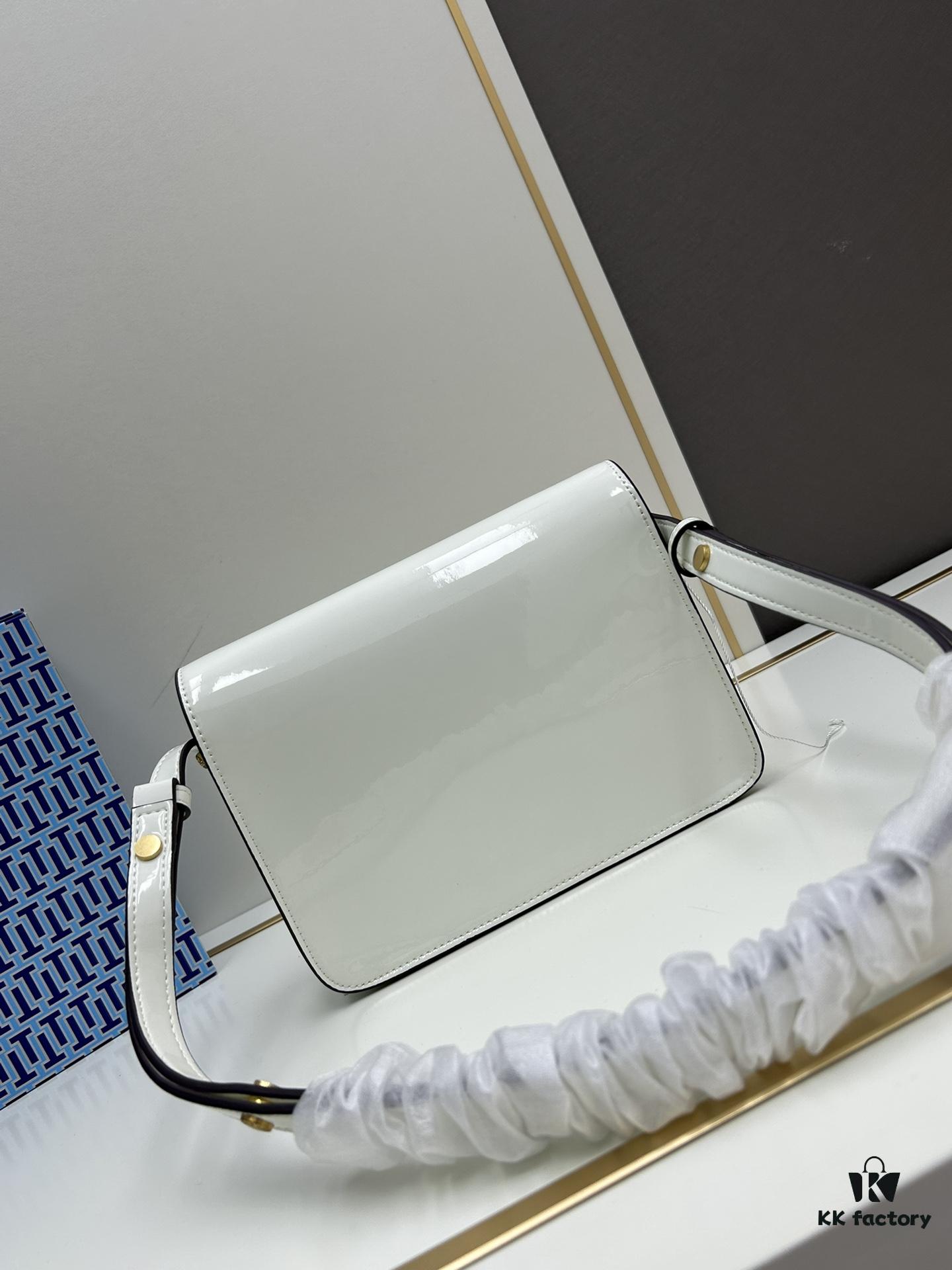 6930b12e6e68136f4d9ad74a New Arrival Robinson Series Dual-Use Shoulder Bag by Tory Burch – Sleek Spazzolato Patent Leather Messenger Bag