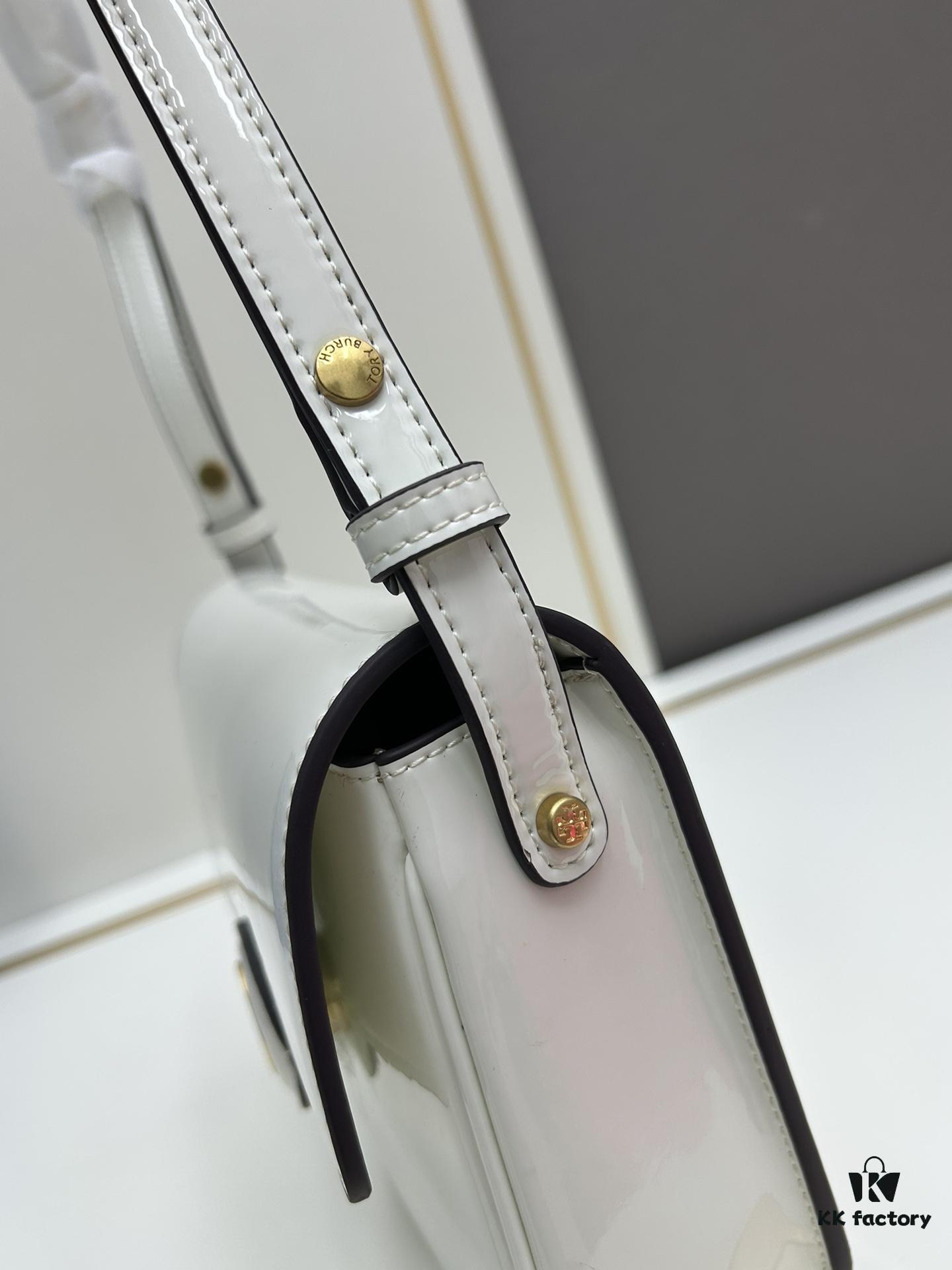 6930b12f6e68136f4d9ad74b New Arrival Robinson Series Dual-Use Shoulder Bag by Tory Burch – Sleek Spazzolato Patent Leather Messenger Bag