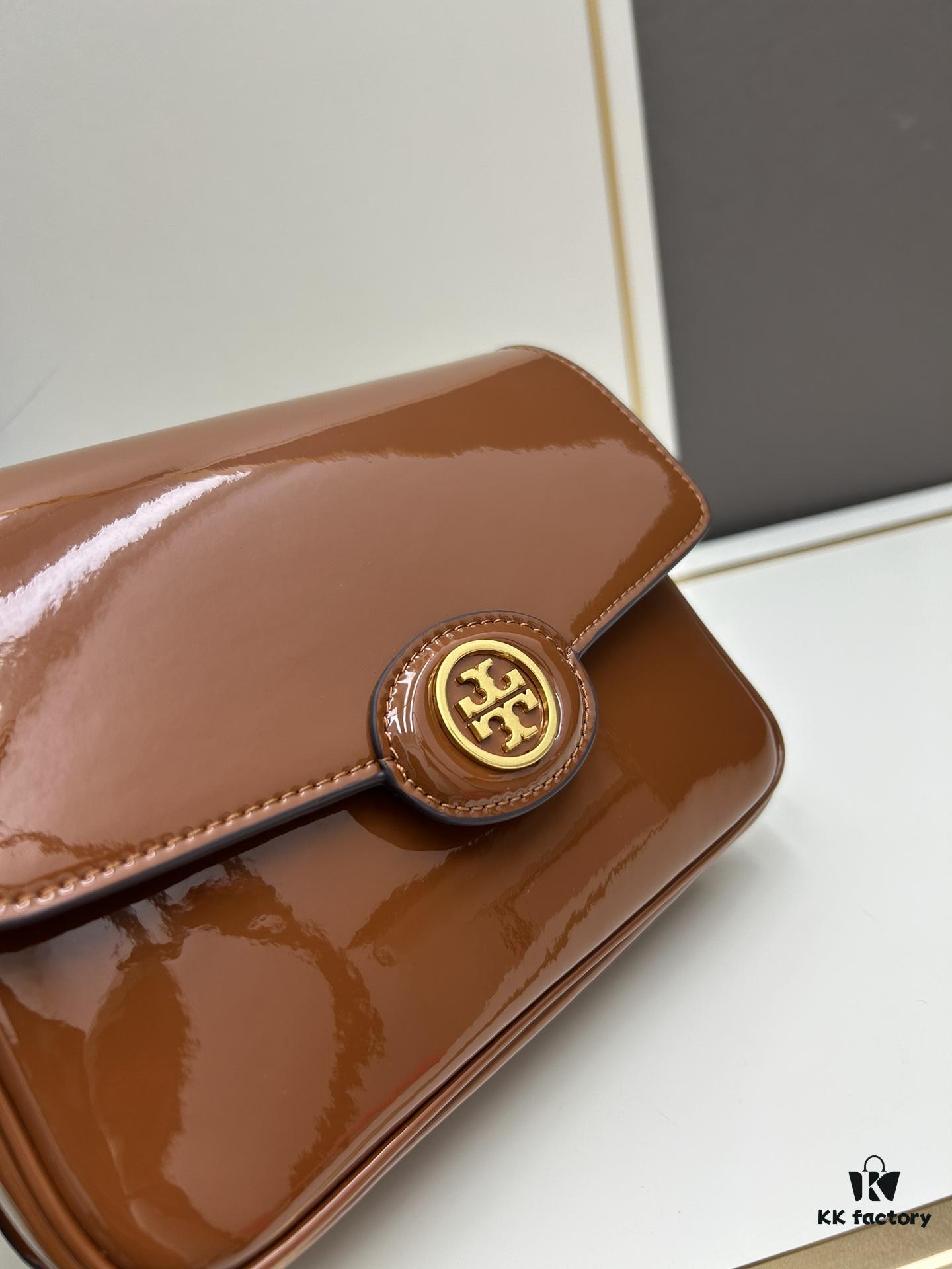 6930b1336e68136f4d9ad751 New Arrival Oil Difference Bag Series – Tory Burch Robinson Messenger Top Handle Bag in Spazzolato Shiny Patent Leather