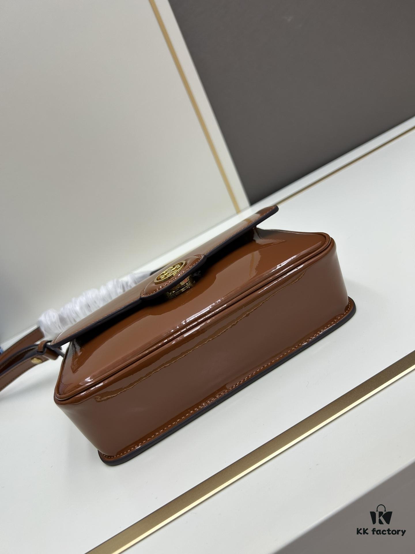 6930b1346e68136f4d9ad752 New Arrival Oil Difference Bag Series – Tory Burch Robinson Messenger Top Handle Bag in Spazzolato Shiny Patent Leather