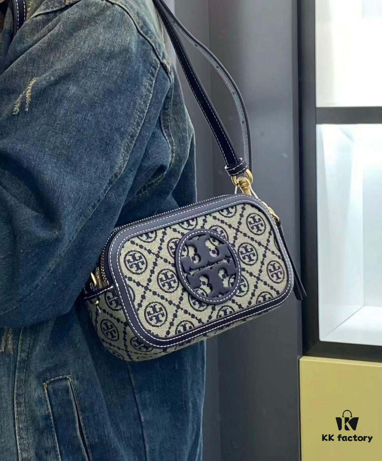 Original Quality [New Item with Attention to Detail] TORY BURCH 2024 Lunar New Year New Camera Bag, (Includes Hang Tag, Sticker, Logo Label, Plastic Bag, and Brand Copy Paper) Miller Signature Print Camera Bag with Double Zippers, Dimensions: 19.5 x 11.5 x 6 cm